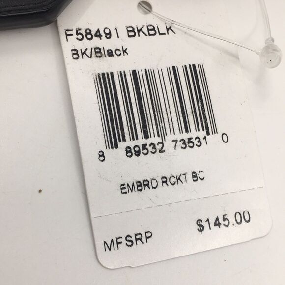 Coach Embroidered Rocket Bag Charm in BK/Black Refined Calf Leather NWT F58491 - Picture 11 of 16